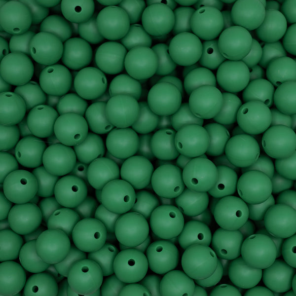 top view of a pile of 12mm christmas green Round Silicone Bead