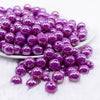 front view of a pile of 12mm Dark Purple Neon AB Solid Acrylic Bubblegum Beads