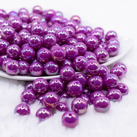 12mm Dark Purple Neon AB Solid Acrylic Bubblegum Beads