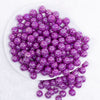 top view of a pile of 12mm Dark Purple Neon AB Solid Acrylic Bubblegum Beads