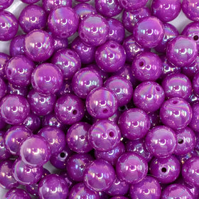 12mm Dark Purple Neon AB Solid Acrylic Bubblegum Beads