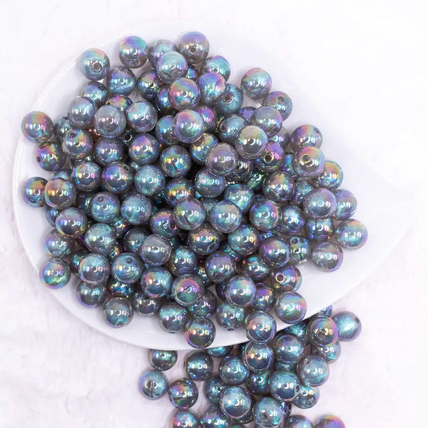 top view of a pile of 12mm Gray Opal Bubblegum Beads - 20 Count