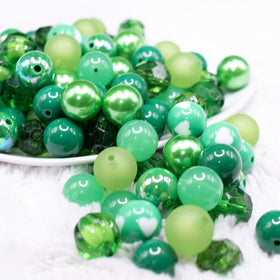 12mm Green Acrylic Bubblegum Bead Mix