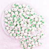 top view of a pile of 12mm Clover Print Bubblegum Beads