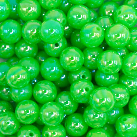 12mm Neon Green AB Solid Acrylic Bubblegum Beads