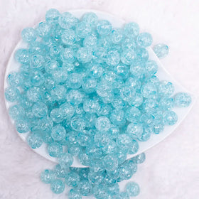 12mm Light Blue Crackle Bubblegum Beads