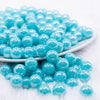 front view of a pile of 12mm Blue Neon AB Solid Acrylic Bubblegum Beads