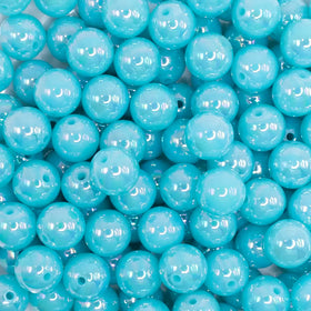 12mm Medium Blue Neon AB Solid Acrylic Bubblegum Beads