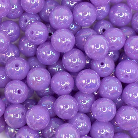 12mm Light Purple Neon AB Solid Acrylic Bubblegum Beads