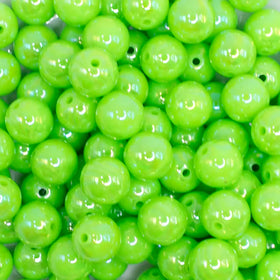 12mm Neon Lime Green AB Solid Acrylic Bubblegum Beads