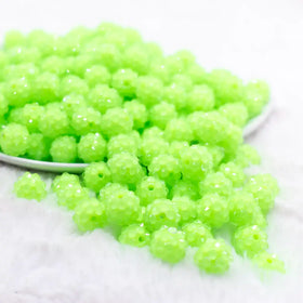 12mm Lime Green Neon Rhinestone Bubblegum Beads