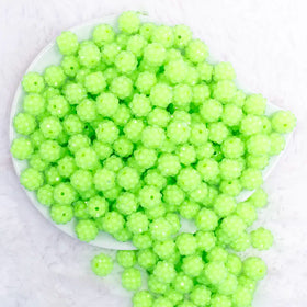 12mm Lime Green Neon Rhinestone Bubblegum Beads