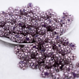 12mm Mauve Purple Rhinestone Bubblegum Beads