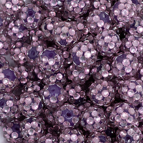 12mm Mauve Purple Rhinestone Bubblegum Beads