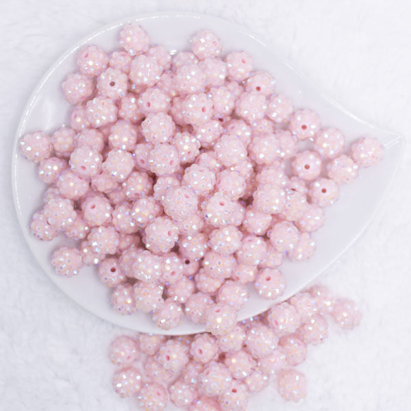 12mm Pastel Pink Rhinestone AB Bubblegum Beads