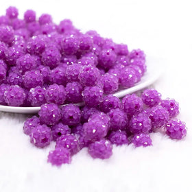 12mm Purple Neon Rhinestone Bubblegum Beads