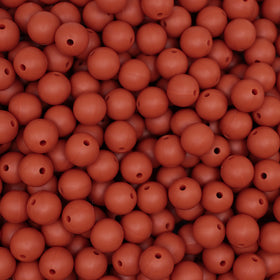 12mm Red/Brown Round Silicone Bead