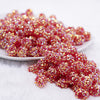 front view of a pile of 12mm Red Shimmer AB Rhinestone Bubblegum Beads