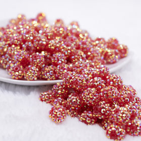 12mm Red Shimmer AB Rhinestone Bubblegum Beads