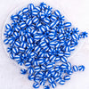 top view of a pile of 12mm Royal Blue with White Stripe Beach Ball Bubblegum Beads