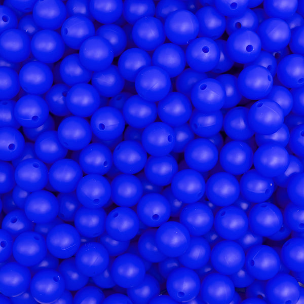 top view of a pile of 12mm Cobalt Blue Round Silicone Bead