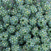 close up view of a pile of 12mm Sea Green Rhinestone AB Bubblegum Beads