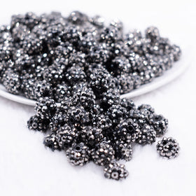 12mm Smokey Silver Rhinestone AB Bubblegum Beads