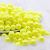 front view of a pile of 12mm Yellow Neon AB Solid Bubblegum Beads