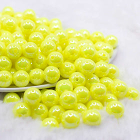 12mm Yellow Neon AB Solid Bubblegum Beads