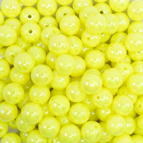 12mm Yellow Neon AB Solid Bubblegum Beads
