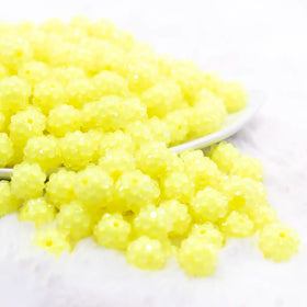 12mm Yellow Neon Rhinestone Bubblegum Beads