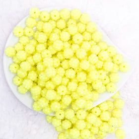 12mm Yellow Neon Rhinestone Bubblegum Beads