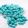 front view of a pile of 12mm Aquamarine AB Solid Acrylic Bubblegum Beads