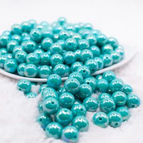 12mm Aquamarine AB Solid Acrylic Bubblegum Beads
