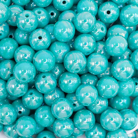 12mm Aquamarine AB Solid Acrylic Bubblegum Beads