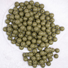12mm Army Green Acrylic Bubblegum Beads - 20 & 50 Count