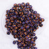 top view of a pile of 12mm Orange, Purple and Black Confetti Rhinestone AB Bubblegum Beads - 10 & 20 Count