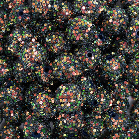 12mm Black Multi-Color Sequin Confetti Bubblegum Beads