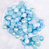 top view of a pile of 12mm Blue Bayou Acrylic Bubblegum Bead Mixfront view of a pile of 12mm Blue Bayou Acrylic Bubblegum Bead Mix