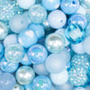 close up view of a pile of 12mm Blue Bayou Acrylic Bubblegum Bead Mixfront view of a pile of 12mm Blue Bayou Acrylic Bubblegum Bead Mix