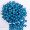 top view of a pile of 12mm Blue Shimmer Glitter Sparkle Bubblegum Beads - 20 Count