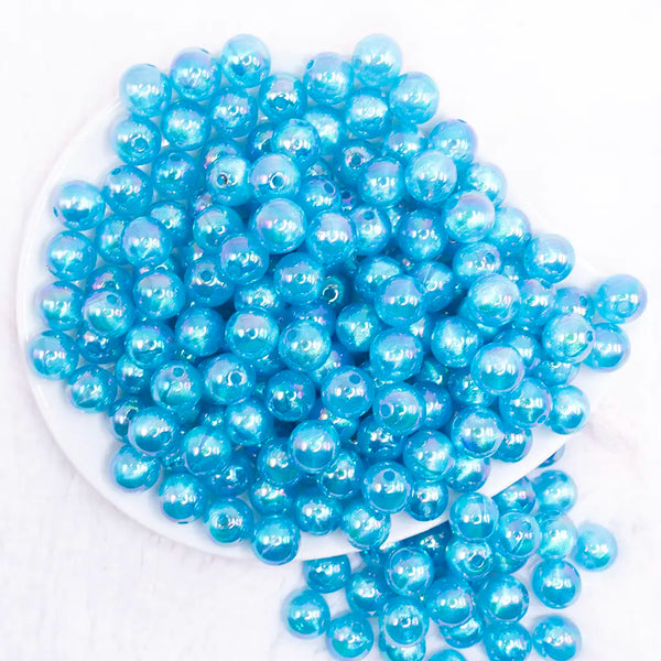 top view of a pile of 12mm Blue Opal Bubblegum Beads - 20 Count