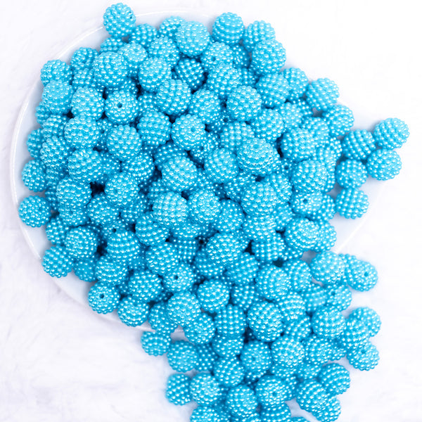 top view of a pile of 12mm Bright Blue Ball Bead Acrylic Bubblegum Beads