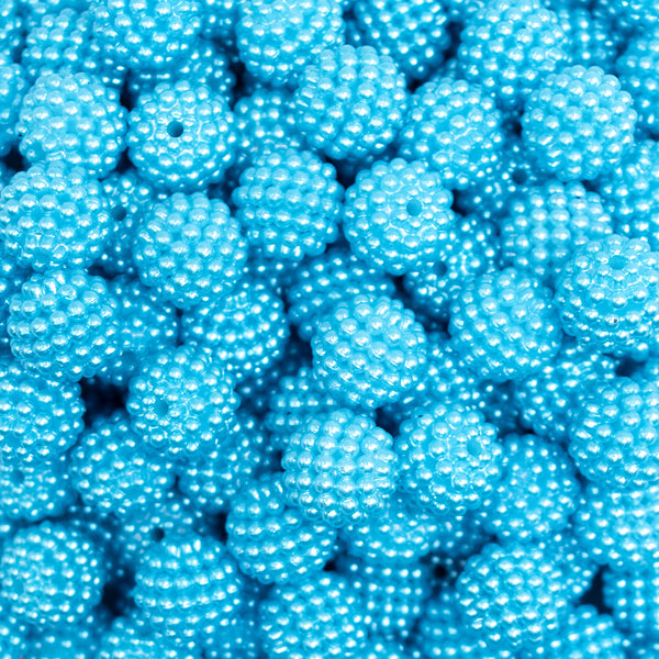 close up view of a pile of 12mm Bright Blue Ball Bead Acrylic Bubblegum Beads
