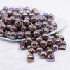 front view of a pile of 12mm Brown AB Solid Acrylic Bubblegum Beads
