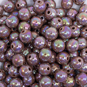 12mm Brown AB Solid Acrylic Bubblegum Beads