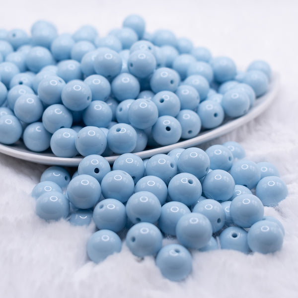 front view of a pile of 12mm Carolina Blue Acrylic Bubblegum Beads - 20 & 50 Count
