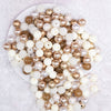 top view of a pile of 12mm Cream and Gold Acrylic Bubblegum Bead Mix
