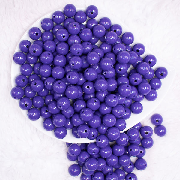 top view of a pile of 12mm Deep Purple Acrylic Bubblegum Beads - 20 & 50 Count
