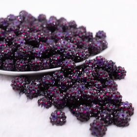 12mm Dark Purple AB Rhinestone Bubblegum Beads